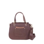 Sac port main hexagona en cuir ref 46667 chocolat 23 * 17 * 11cm