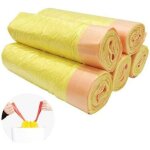 Sacs poubelles avec cordon de serrage - pzcc - 75 pi�ces - 20l - 45x50 cm - jaune - hdpe �paissi