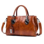 Sac � bandouli�re - tendance - boston - cuir pu - marron - vintage - 30x20x14cm