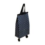 Sac a roulettes pliable pe decor pois bleu