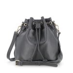 Sac seau  bandoulire femme double tree - cuir vritable noir - l 22 cm x h 15 cm x l 12. 5 cm