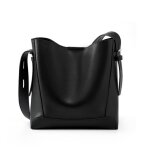 Sac seau - inf - cuir vritable - grande capacit - bandoulire rglable - noir