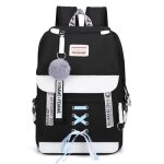 Sac taille le noir sac  dos en toile noir avec port usb grande capacit pour filles adolescentes collge ...