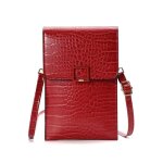 Sac de tlphone  cran tactile - funmoon - rouge - cuir - sacoche  portefeuille - femme