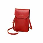 Sac de tlphone portable  cran tactile pour femmes petit  portefeuille en cuir pu rouge