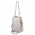 Sac pour tlphone portable - funmoon - petite pochette  portefeuille - cuir - zippe - gris