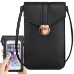 Sac � bandouli�re - femme - noir - cuir artificiel - �cran tactile - pochette porte - carte
