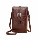 Sac de t�l�phone � portefeuille - funmoon - mini bourse - cuir - marron - semi - rigide