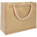 Sac en toile de jute de naturel sac cabas avec poign�es sac fourre - tout r�utilisable sac � main de ...