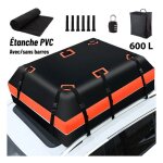 Sac de toit voiture - coffre de toit - 600l - 130 * 104 * 44 cm - 10 sangles 6 crochets de porte