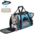 Sac transport chat chienrespirant et pliable caisse de transport chat avec tapis amovible doux et bandouli�re ...