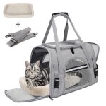 Sac transport chat chienrespirant et pliable caisse de transport chat avec tapis amovible doux et bandouli�re ...