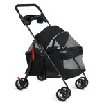 Sac de transport � roulettes pour animaux - fianao - m�tal - 98x70x50cm - filet de ventilation - noir ...