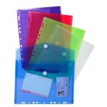 Exacompta - enveloppes perfor�es a4 - lot de 5 pochettes en polypropyl�ne - assorties