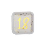 Sachet de 10 assiettes carr� 18 ans m�tallis�es or