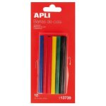 Recharge de btons de colle - apli - 12 couleurs assorties - 75 mm - 10 cm - activits manuelles