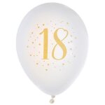 Ballons gonflables - joyeux anniversaire - 18 ans - 8 ballons - blanc / or - 23 cm