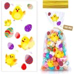 Sachet bonbon - 100 pi�ces - transparent - avec cravates torsad�es - id�al pour p�ques