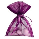 Sachet dorgandi - violet - 8 x 10 cm - contenance 8 � 10 drag�es - lacet assorti - d�coration de f�te ...