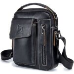 Sacoche bandouliere cuir homme veritable petit porte - documents avec sangle rglable noir b15970