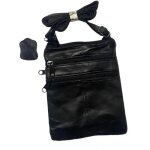 Sacoche bandoulire - cuir - sac ceinture reglable - couleur noir - poche fermuture eclaire - pour homme ...