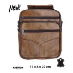 Sacoche bandoulire homme en cuir - sacoche multi poches - cuir vachette - camel