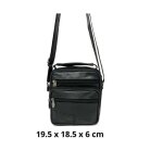 Sacoche bandouli�re homme en cuir noir multi?poches avec poign�e et sangle r�glable