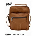 Sacoche bandoulire pour homme multi poches - 100 polyurthane - couleur camel