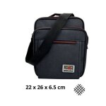 Sacoche bandouli�re homme multi - poches en toile noire ? synth�tique compacte