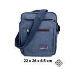 Sacoche bandouli�re homme multi - poches en toile synth�tique bleu - compacte et �l�gante
