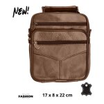 Sacoche pour homme - sacoche bandouli�re - cuir vachette - marron - 5 poches zipp�es