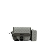 Sacoche bandouli�re - mini - sacoche chabrand 890 - gris - toile enduite sigl�e & cuir - 20x11x6 cm