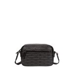 Sacoche bandouli�re - te111 - toile enduite sigl�e garnie cuir - noir - 23x15x7 cm
