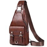 Sacoche homme bandouliere sac de poitrine pour homme femme - xjydncg - pu cuir - business loisir - marron02 ...