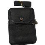Sacoche homme cuir - besace pochette - sac bandoulire - noir - fermeture eclaire multipoche - poche ...