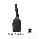 Sacoche homme - kenny jones - cuir noir - poches multifonctions - bandouli�re ajustable - compacte 14x215x65cm ...