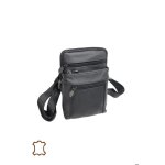 Sacoche - homme - pochette - bandoulire - cuir - vritable - noir - 20 x 14 cm - fabrique en france ...