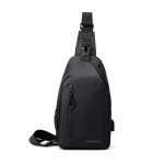 Sacoche homme - marque - modèle - port usb - bandoulière - nylon noir Sacoche homme - marque - modèle - port usb - bandoulière - nylon noir