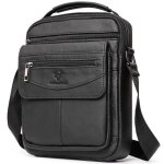 Sacoche homme xjydncg en cuir v�ritable - grande pochette bandouli�re haut de gamme - noir