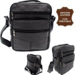 Sacoche sports outdoor p�cheur rangement - cuir v�ritable - grand mod�le - noir - homme - bandouli�re ...