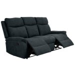 Sacramento - canap relax manuel 3 places tissu gris fonc