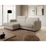 Sagada - canap dangle droit 4 places - convertible avec coffre et ttires - en tissu bouclette - beige ...