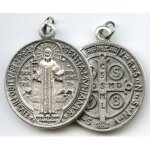 Saint benoit pendentif medaille metal argente