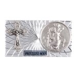 Saint christophe croix plaque auto argente