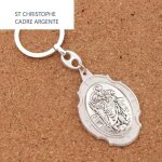 Saint christophe porte cles carre metal argente