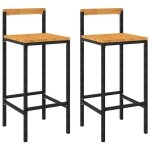 Saison soldes tabourets de bar (2 pcs) - sarazyj - chaises haute moderne - noir r�sine tress�e et bois ...