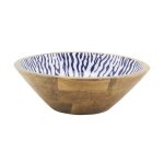 Saladier - aubry gaspard - 30 cm - bois de manguier - rsine bleue - motifs dcoratifs