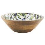 Saladier en bois de manguier et r�sine olives �30 cm