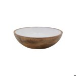 Corbeille - aubry gaspard - saladier - 25cm - en manguier et r�sine blanche