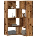 Sale 2026 armoire �tag�re magazine brun - biblioth�que dangle � 4 niveaux vieux bois bois ding�nierie ...